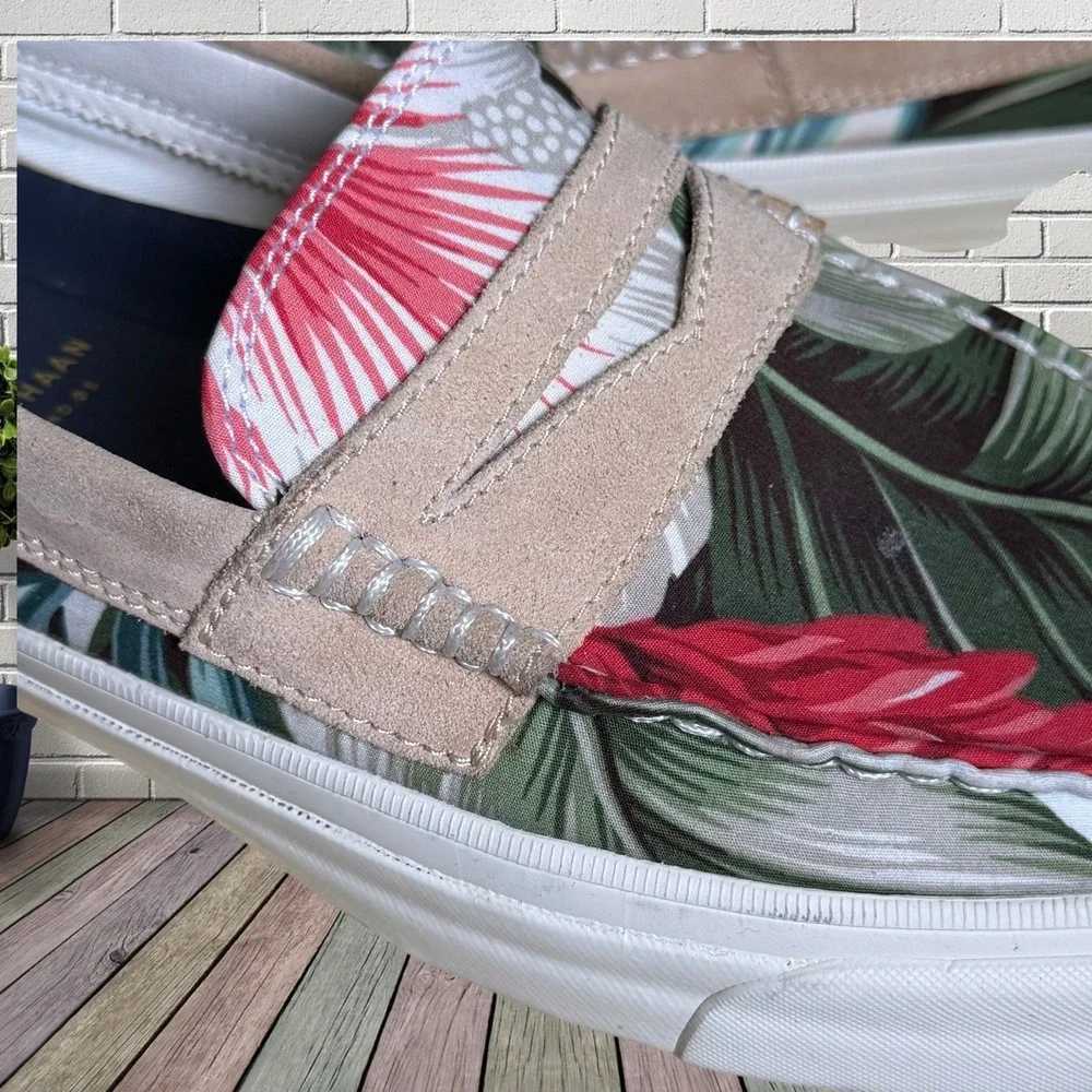 Cole Haan Moccasin Pinch Maine Classis Mens Floral Boat Shoes Deck Sz 9.5M Grand